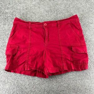 St Johns Bay Cargo Shorts Red Womens Mid Rise Size 12